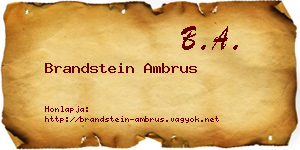 Brandstein Ambrus névjegykártya